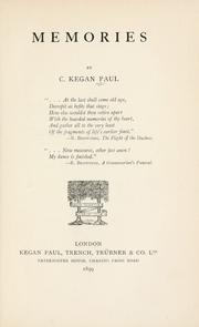 Cover of Memories by C. Kegan Paul