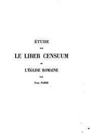 Front cover of Étude sur le Liber censuum de l'Église romaine ... by Fabre, Paul