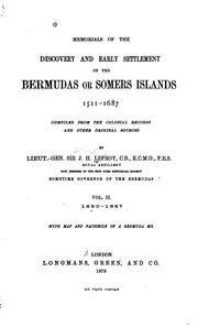 Front cover of Memorials of the discovery and early settlement of the Bermudas or Somer Islands by John Henry Lefroy