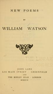 Front cover of New poems by Watson, William Sir