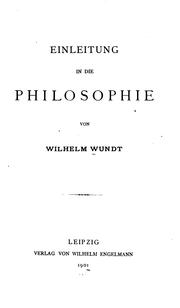 Front cover of Einleitung in die Philosophie by Wilhelm Max Wundt