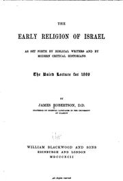 Cover of The early religion of Israel by Robertson, James