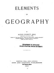 Front cover of Elements of geography by Alex Everett Frye