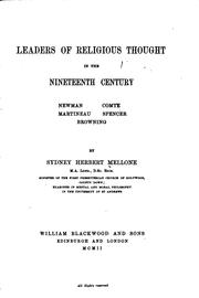 Cover of Leaders of religious thought in the nineteenth century by Sydney Herbert Mellone