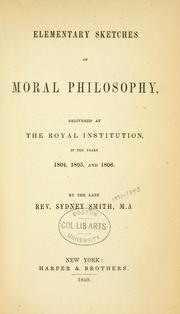 Cover of Elementary sketches of moral philosophy by Sydney Smith