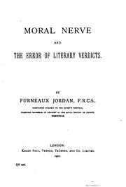 Front cover of Moral nerve and the error of literary verdicts by John Furneaux Jordan