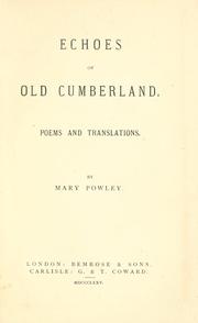 Front cover of Echoes of old Cumberland by Mary Powley