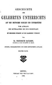 Front cover of Geschichte des gelehrten unterrichts auf den deutschen schulen und universitäten vom ausgang des mittelalters bis zur gegenwart by Paulsen, Friedrich