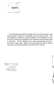 Front cover of List of books chiefly on the drama and literary criticism by Columbia University. Libraries.