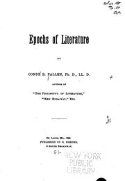 Front cover of Epochs of literature by Condé Bénoist Pallen