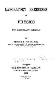 Front cover of Laboratory exercises in physics for secondary schools by George Ransom Twiss