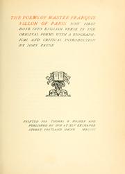 Cover of The poems of Master François Villon of Paris by François Villon