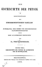 Front cover of Die geschichte der physik in grundzügen by Ferdinand Rosenberger