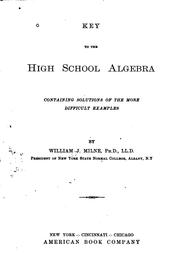 Front cover of Key to the high school algebra by William J. Milne