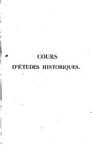 Front cover of Cours d'études historiques by P. C. F. Daunou