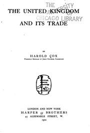 Front cover of The United Kingdom and its trade by Harold Cox