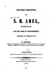 Cover of Oeuvres complètes de N.H. Abel by Niels Henrik Abel
