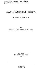 Cover of David and Bathshua by Charles William Cayzer