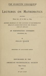 Cover of The Evanston colloquium by Felix Klein