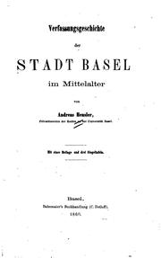 Front cover of Verfassungsgeschichte der stadt Basel im mittelalter by A. Heusler