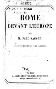 Cover of Rome devant l'Europe by Paul Sauzet