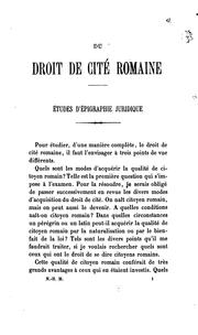 Front cover of Du droit de cité romaine by N.-Henry Michel