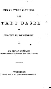 Cover of Finanzverhältnisse der Stadt Basel im XIV. und XV. Jahrundert by Gustav Friedrich von Schönberg