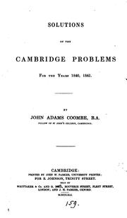 Front cover of Solutions of the Cambridge problems for 1840, 1841 by John Adams Coombe