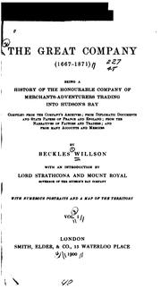 Front cover of The great company (1667-1871) by Willson, Beckles