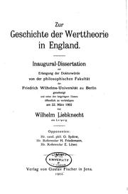 Front cover of Zur geschichte der werttheorie in England by Liebknecht, Wilhelm