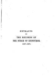 Front cover of Extracts from the records of the Burgh of Edinburgh by Edinburgh (Scotland)