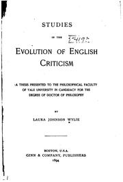 Front cover of Studies in the evolution of English criticism by Laura Johnson Wylie