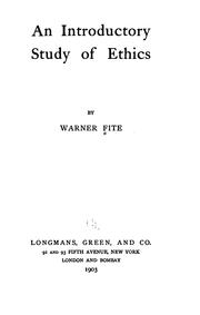 Front cover of An introductory study of ethics by Fite, Warner