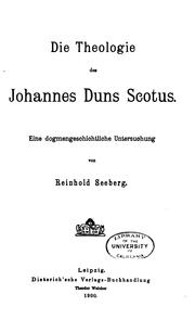 Front cover of Die Theologie des Johannes Duns Scotus by Seeberg, Reinhold
