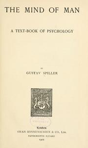 Front cover of The mind of man by Spiller, Gustav.