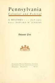 Front cover of Pennsylvania, colonial and federal by Howard Malcolm Jenkins