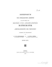 Front cover of Repertorium der literarischen arbeiten aus dem gebiete der reinen und angewandten mathematik by Leo Koenigsberger
