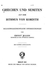 Cover of Griechen und Semiten auf dem isthmus von Korinth by Ernst Maass