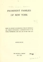 Front cover of Prominent families of New York by Lyman Horace Weeks