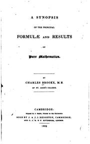 Cover of A synopsis of the principal formulae and results of pure mathematics by Charles Brooke