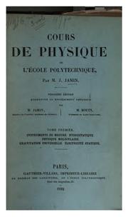 Cover of Cours de physique de l'École polytechnique by J. Jamin