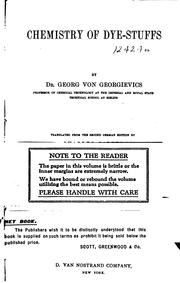 Cover of Chemistry of dye-stuffs by Georgievics, Georg von