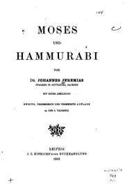 Front cover of Moses und Hammurabi by Johannes Jeremias