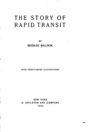 Front cover of The story of rapid transit by Willson, Beckles