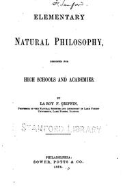 Front cover of Elementary natural philosophy by La Roy F. Griffin