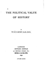 Cover of The political value of history by William Edward Hartpole Lecky
