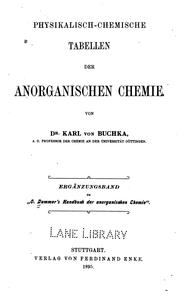 Front cover of Physikalisch-chemische tabellen der anorganischen chemie by Karl Heinrich von Buchka