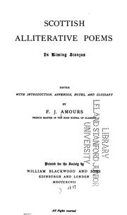 Front cover of Scottish alliterative poems in riming stanzas by François Joseph Amours
