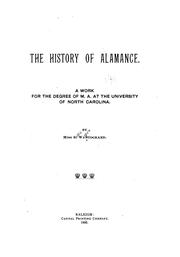 Front cover of The history of Alamance by Sallie Walker Stockard