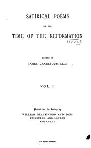Front cover of Satirical poems of the time of the Reformation by James Cranstoun
